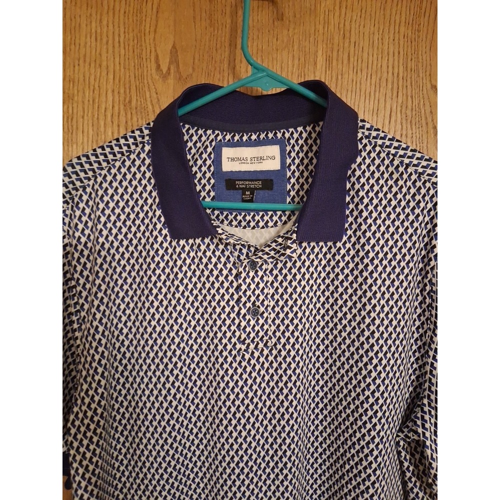 Thomas Sterling Men's Medium Short Sleeve Shirt Polo Performance 4 Way Stretch